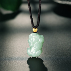 老庙黄金硬足金光珠和田玉四方来财貔貅挂件吊坠