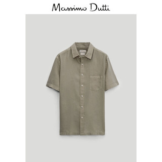 Massimo Dutti 男士短袖亚麻衬衫 00159359500