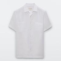 Massimo Dutti 男士亚麻短袖衬衫 00102302250
