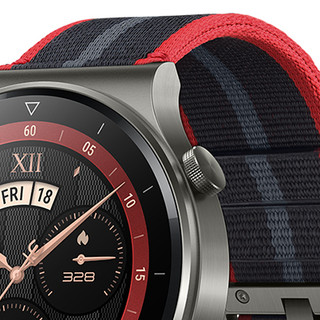 HUAWEI 华为 GT2 PRO 智能手表 46mm 黑色钛合金表盘 黑红织布表带 (GPS、血氧、ECG)