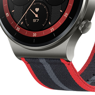 HUAWEI 华为 GT2 PRO 智能手表 46mm 黑色钛合金表盘 黑红织布表带 (GPS、血氧、ECG)