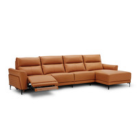 顾家家居 KUKA  6055 真皮沙发 四人右电动躺左 西西里橙