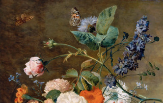 橙舍 植物花卉油画—欧式抽象风景油画《瓶中花园》装裱76x56cm 油画布 玄关壁画