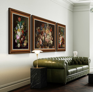 橙舍 植物花卉油画—欧式抽象风景油画《瓶中花园》装裱76x56cm 油画布 玄关壁画