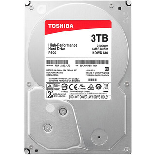 东芝台式机硬盘 P300 3t 机械硬盘 CMR/PMR垂直 7200转 监控 nas 3TB DT01ACA300 7200+线镙丝