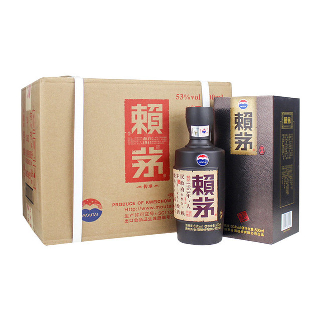 88VIP：LAYMAU 赖茅 贵州茅台赖茅传承棕53度酱香型白酒 500ml*6整箱原箱（年份随机）