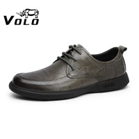 VOLO 犀牛（VOLO）男鞋商务休闲皮鞋手抓纹男士正装鞋子男 卡其系带286210632D 42
