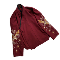 羽月司衣局 汉服 逐凤 男女款交领上襦 FW110 酒红色 S