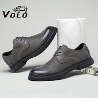 VOLO 犀牛（VOLO）男鞋商务休闲皮鞋时尚透气舒适鞋子男 灰色 155205152D 40