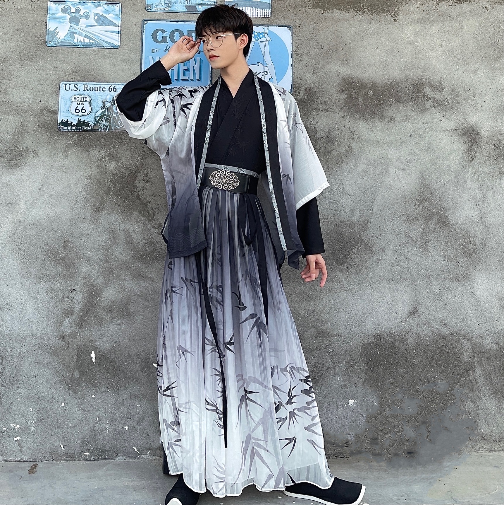 羽月司衣局 宋制汉服 墨竹 男女款对襟半臂短衫 P501 灰色 S