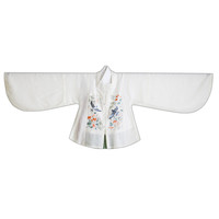 春下 明制汉服 翠拂花梢 女士方领对襟衫 素白色 M