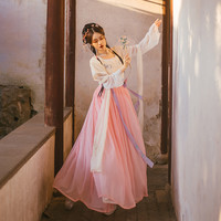 赋南歌 汉服 碧桃枝 女士一片式齐腰下裙 粉色 S