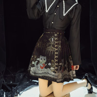 汉懿阁 改良 汉服 女士一片式百迭裙 黑色 S