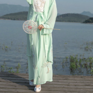 lixiangyuanchuang 理想原创汉服 改良 宋制汉服 叶寻 女士吊带褙子宋裤 绿色 S