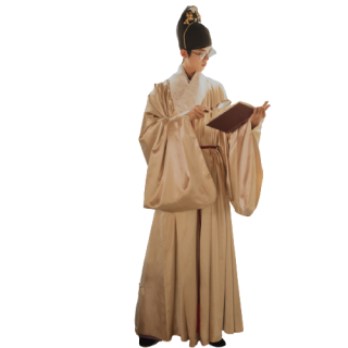 镜水桐光 明制汉服 行之 男女款交领道袍 xz001 浅金 s