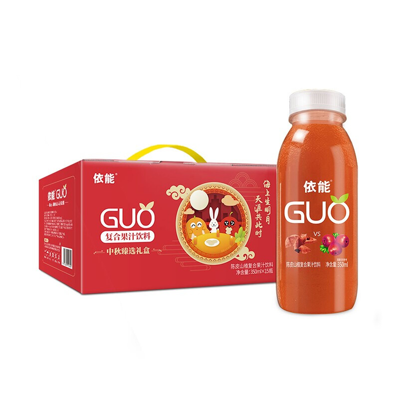 yineng 依能 GUO 陈皮山楂复合果汁饮料 350ml*15瓶 礼盒装