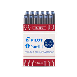 PILOT 百乐 日本百乐（PILOT）可替换钢笔墨胆 钢笔替芯墨水胆 IC-100 蓝黑色 12支装
