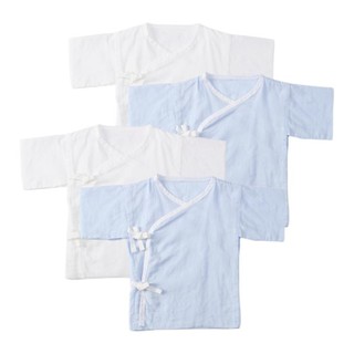 Purcotton 全棉时代 婴儿纯棉纱布和袍 短款 4件装