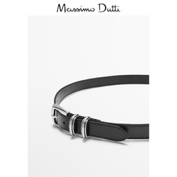 Massimo Dutti 双腰带环设计真皮女士休闲腰带 06116634800