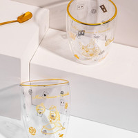 爱屋.格林 爱屋格林 烫金设计，守护历史文化—怀表兔 爱丽丝漫游奇境系列双层玻璃杯 8x10x5.5cm 大英博物馆IP