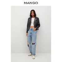 MANGO 芒果 17050290 女士机车风短款皮衣