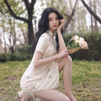 新式旗袍年轻款复古气质优雅显瘦中国风蕾丝日常改良少女秋季2021