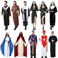 爱新奇 万圣节服装大人cosplay男传教士牧师服玛利亚教皇神父修女囚犯服