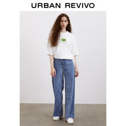 URBAN REVIVO 女装流苏宽松阔腿牛仔裤WL28RBKE2000