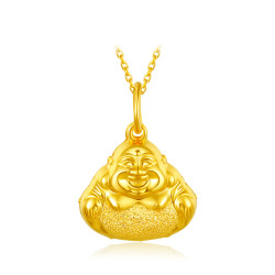 zlf周六福足金黄金吊坠女足金佛公笑佛弥勒佛挂件