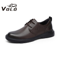 VOLO 犀牛（VOLO）男鞋商务休闲鞋透气皮鞋男士正装鞋子 棕色 225205732D 41