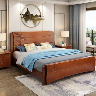 兰秀 实木床1.5米双人床主卧大床婚床单人床框架气压床高箱箱框床  1500mm*2000mm
