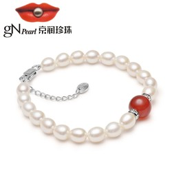 gN pearl 京润珍珠 米形珠淡水珍珠玛瑙手链 3136100010010