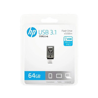 HP 惠普 64GB U盘 USB3.1 Type-C+A两用 银色 HPFD5000M-64 金属设计 高耐久性