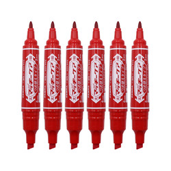 日本斑马牌（ZEBRA）大麦双头记号笔 可换替芯 油性标记笔 物流大头笔 签名马克笔 YYT5 红色 10支装