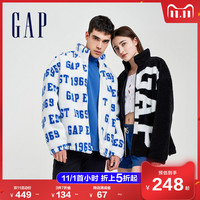 Gap男女装LOGO仿羊羔绒外套 2021秋冬新款情侣款立领夹克潮