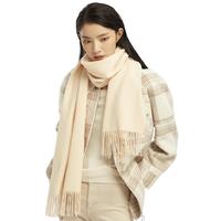 LENGKEORL 凌克 高原纺织系列 男女款纯羊毛围巾 LKPJH11 乳白 200*40cm