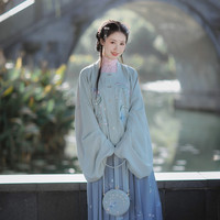二木家 汉服 春回 女士方领对襟补服 微感绒款 浅翠绿 L
