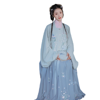 二木家 汉服 春回 女士齐腰褶裙 斜纹涤款 灰蓝色 L