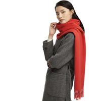 LENGKEORL 凌克 高原纺织系列 男女款纯羊毛围巾 LKPJH11 气质红 200*40cm