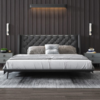 尼莫西妮 北欧床 现代简约实木床 1.5m1.8米小户型卧室1.2米极简真皮双人床