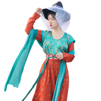 青泠谷 唐制汉服 慈航 女士半袖背子 蓝色 S