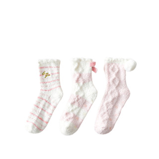 Caramella 焦糖玛奇朵 女士中筒袜套装 516203 3双装 粉色