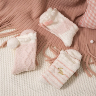 Caramella 焦糖玛奇朵 女士中筒袜套装 516203 3双装 粉色