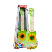 儿童尤克里里吉他仿真玩具 仿木纹儿童音乐益智乌克丽丽吉他 小孩子演奏练习玩具 向日葵绿色53cm四弦吉他