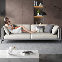西提意式极简科技布沙发现代简约家用小户型直排三人位布沙发客厅家具