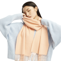 LENGKEORL 凌克 高原纺织系列 男女款纯羊毛围巾 LKPJH11 粉橙色 200*40cm