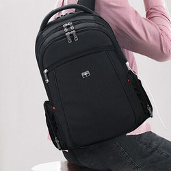 SWICKY 瑞士SWICKY瑞驰男士背包旅游双肩包商务旅行出差休闲笔记本电脑背包大容量 黑色