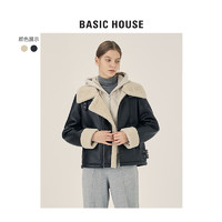 Basic House/百家好秋冬人造皮机车服外套HVRF728F