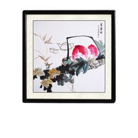 尚得堂 梁芳 双寿图 50x50cm 圆角黑色实木框