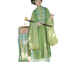 春拾记 汉服 游仙 女士直领对襟长比甲 绿色 L